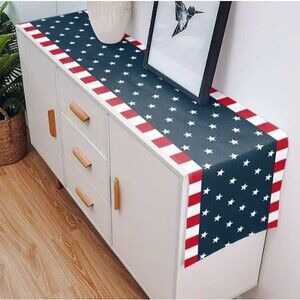 Patriotic Table runner 13x72in Red White & Blue Stars 4th of July